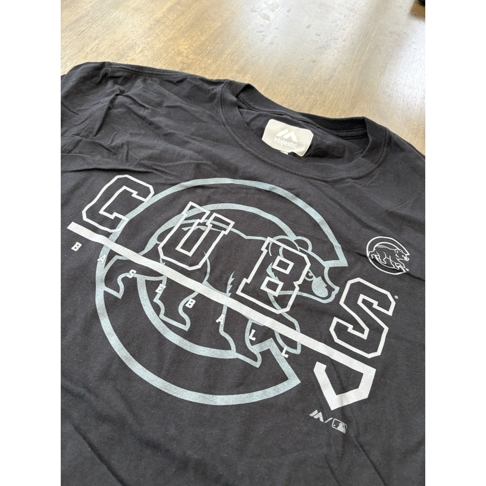 Majestic Chicago Cubs MLB Baseball T-Shirt Mens Large Black Short Sleeve Tee